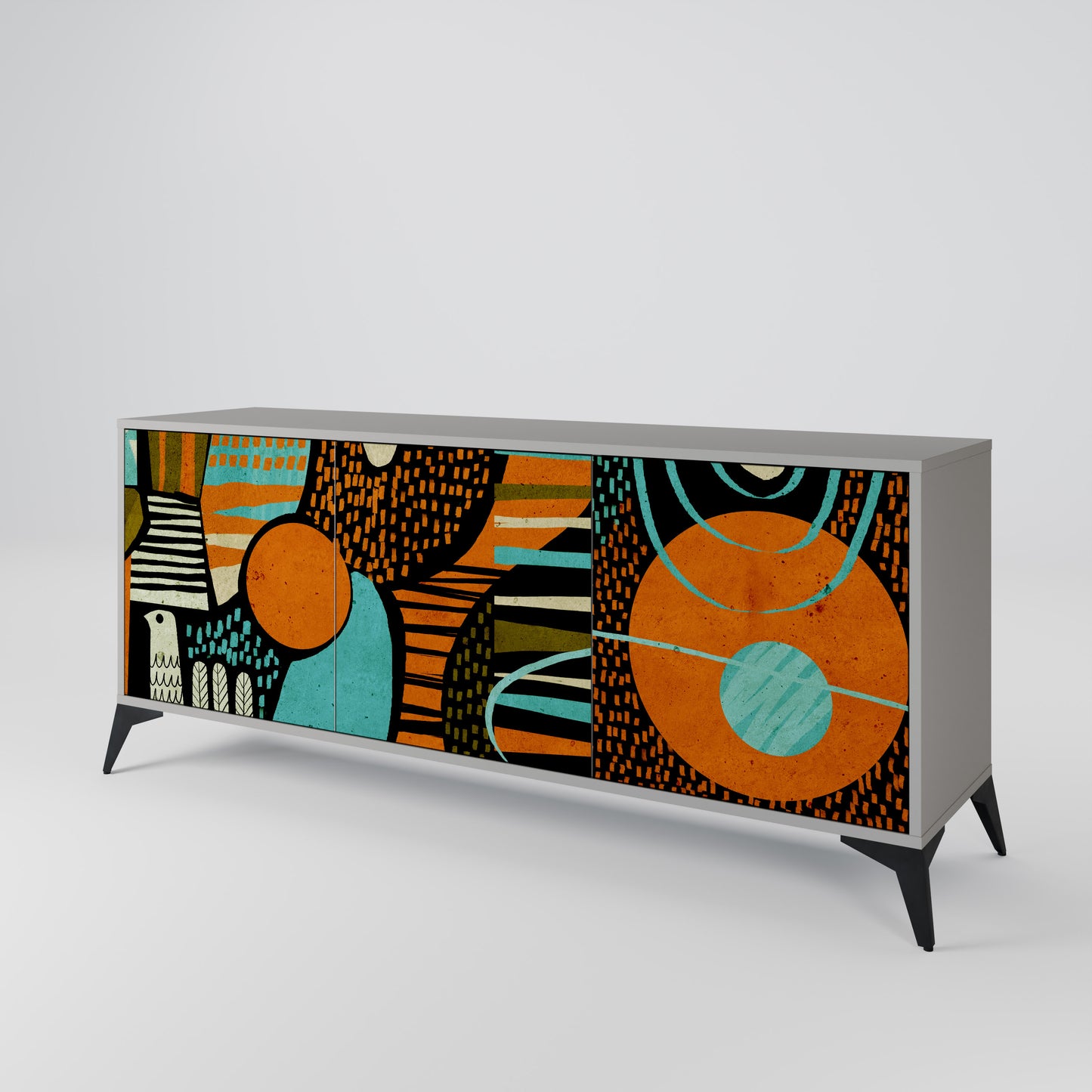 Credenza GEODE GLIMMER a 3 ante con finitura grigia
