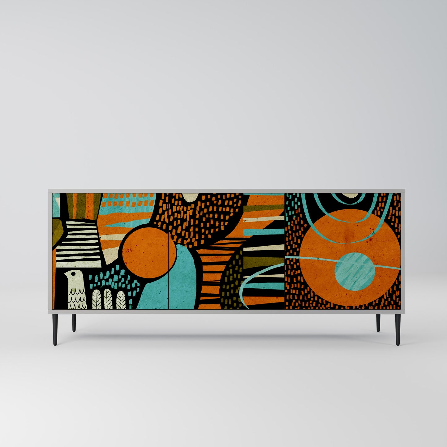 Credenza GEODE GLIMMER a 3 ante con finitura grigia