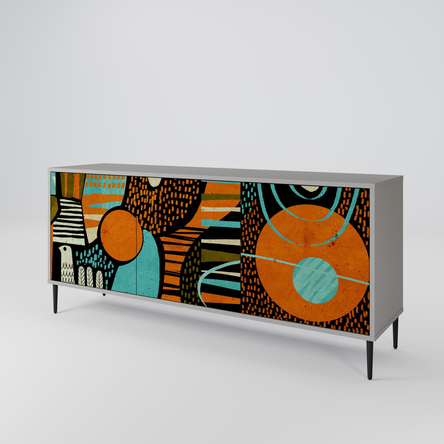 Credenza GEODE GLIMMER a 3 ante con finitura grigia