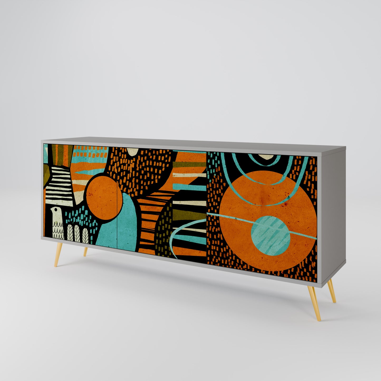 Credenza GEODE GLIMMER a 3 ante con finitura grigia