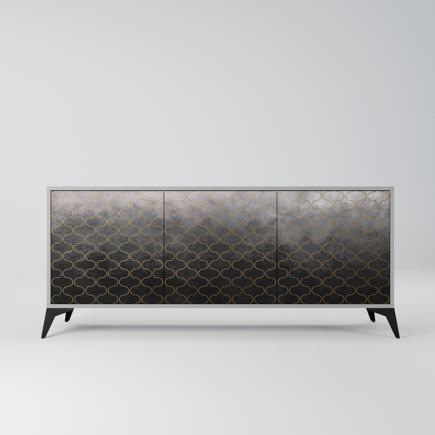 TESSELATED GRAYISH 3-Door Sideboard in Grey Finish