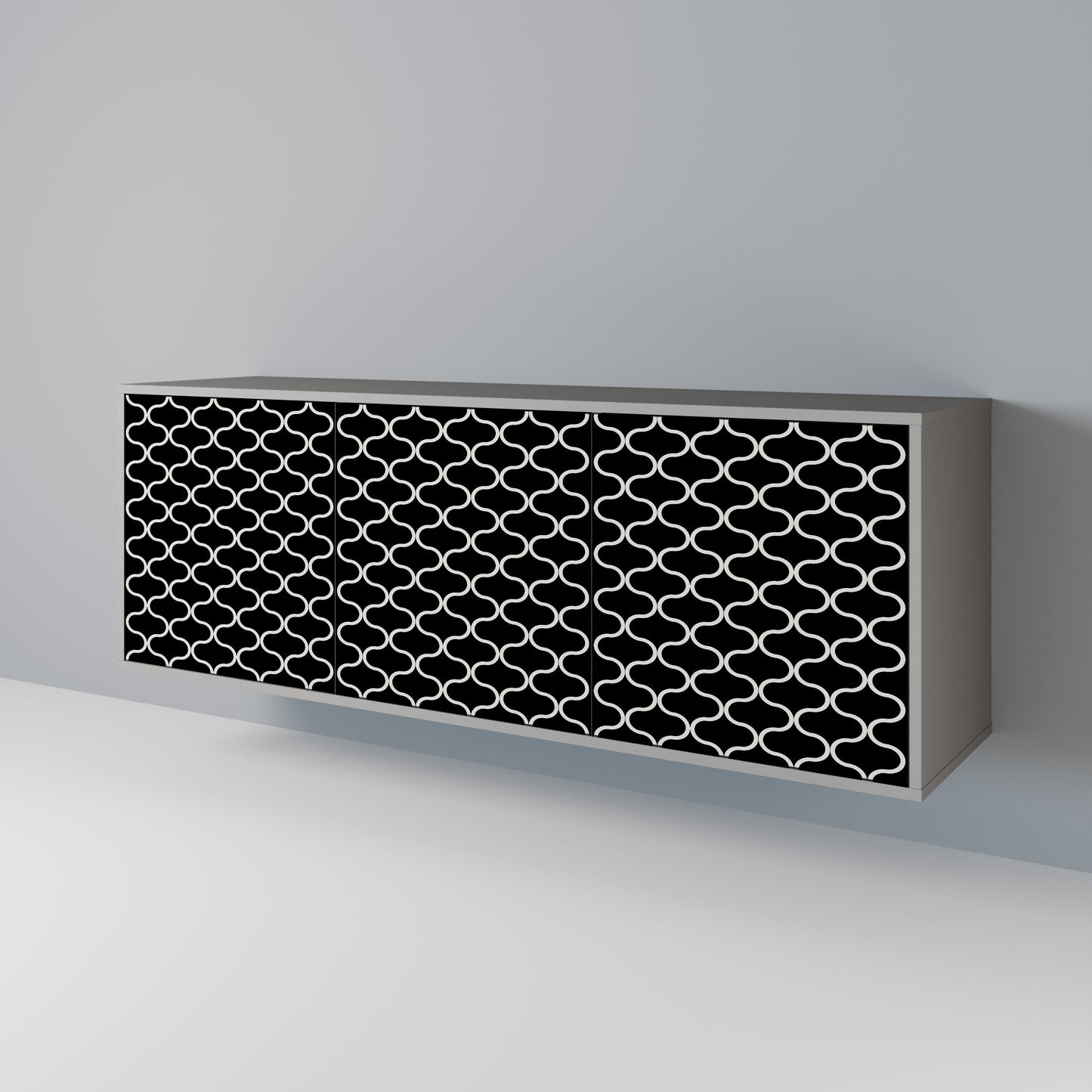 TESSELATED BLACKNESS 3-Door Sideboard in Grey Finish