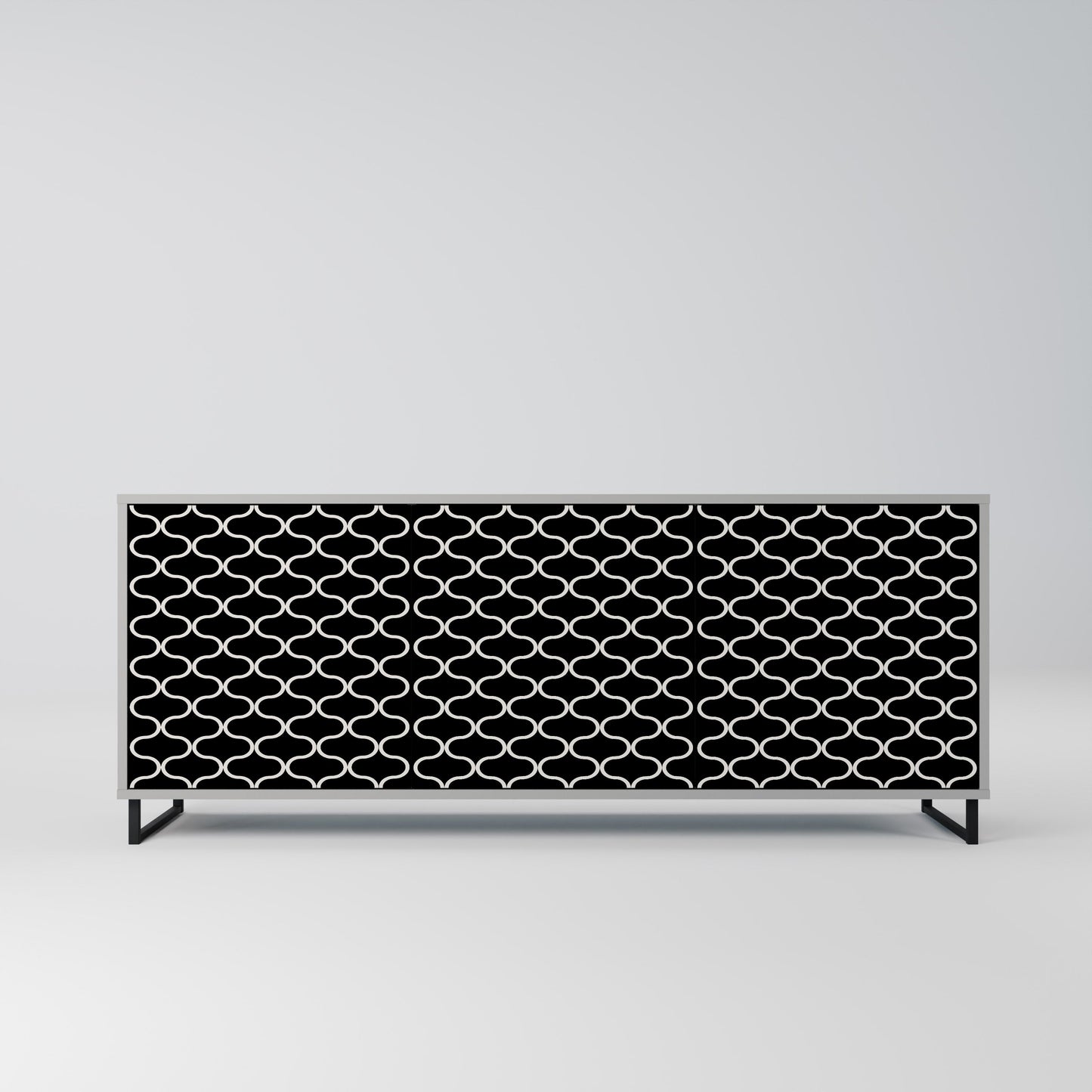 TESSELATED BLACKNESS 3-Door Sideboard in Grey Finish
