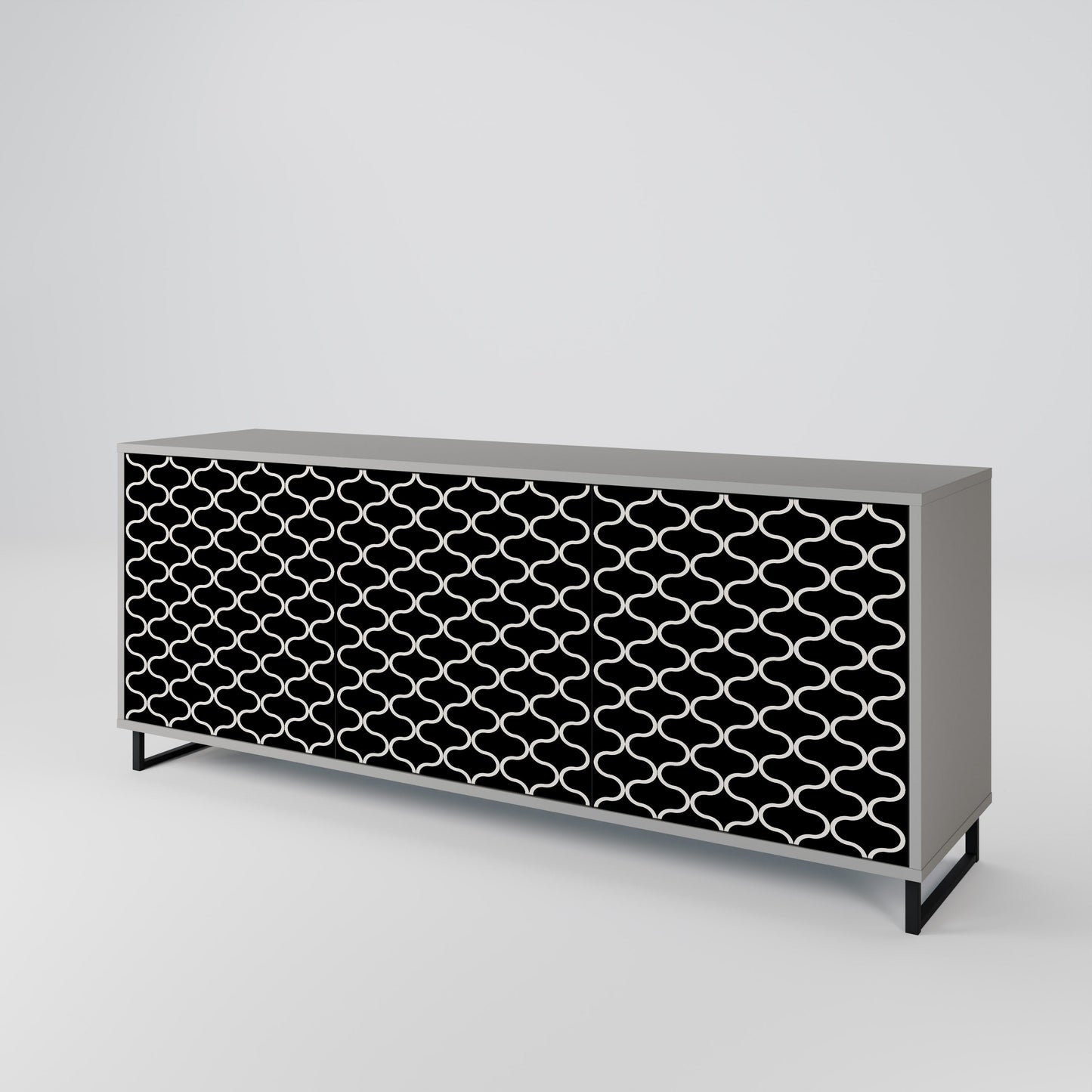 TESSELATED BLACKNESS 3-Door Sideboard in Grey Finish