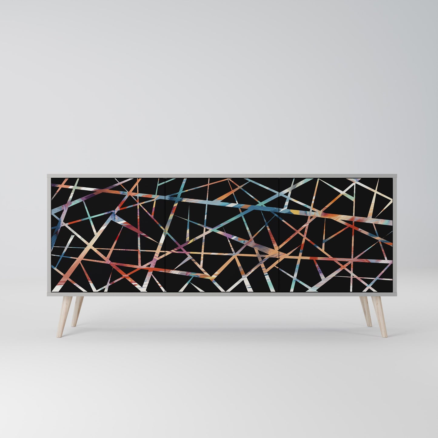 POLYGON VERVE 3-Door Sideboard in Grey Finish