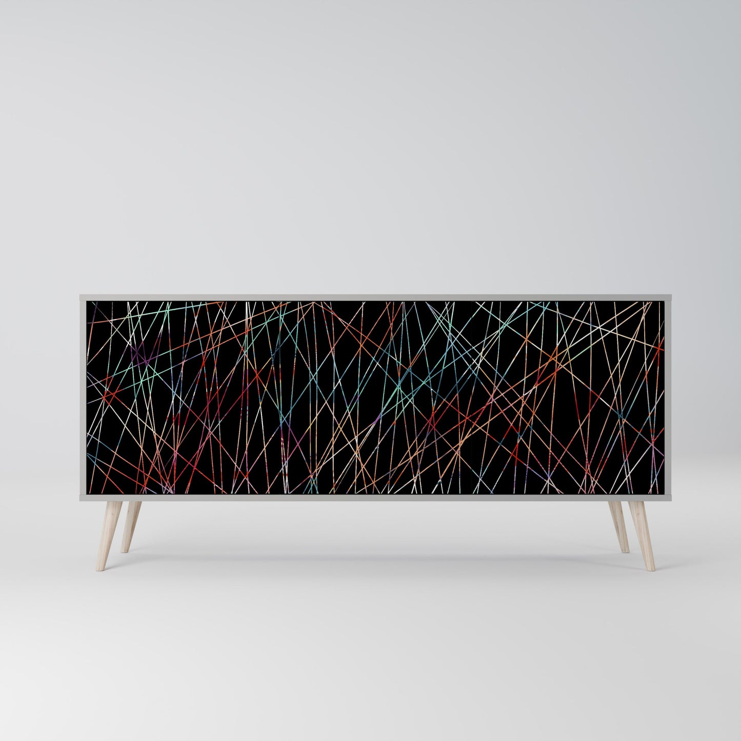 LUMINOUS SNARE 3-Door Sideboard in Grey Finish