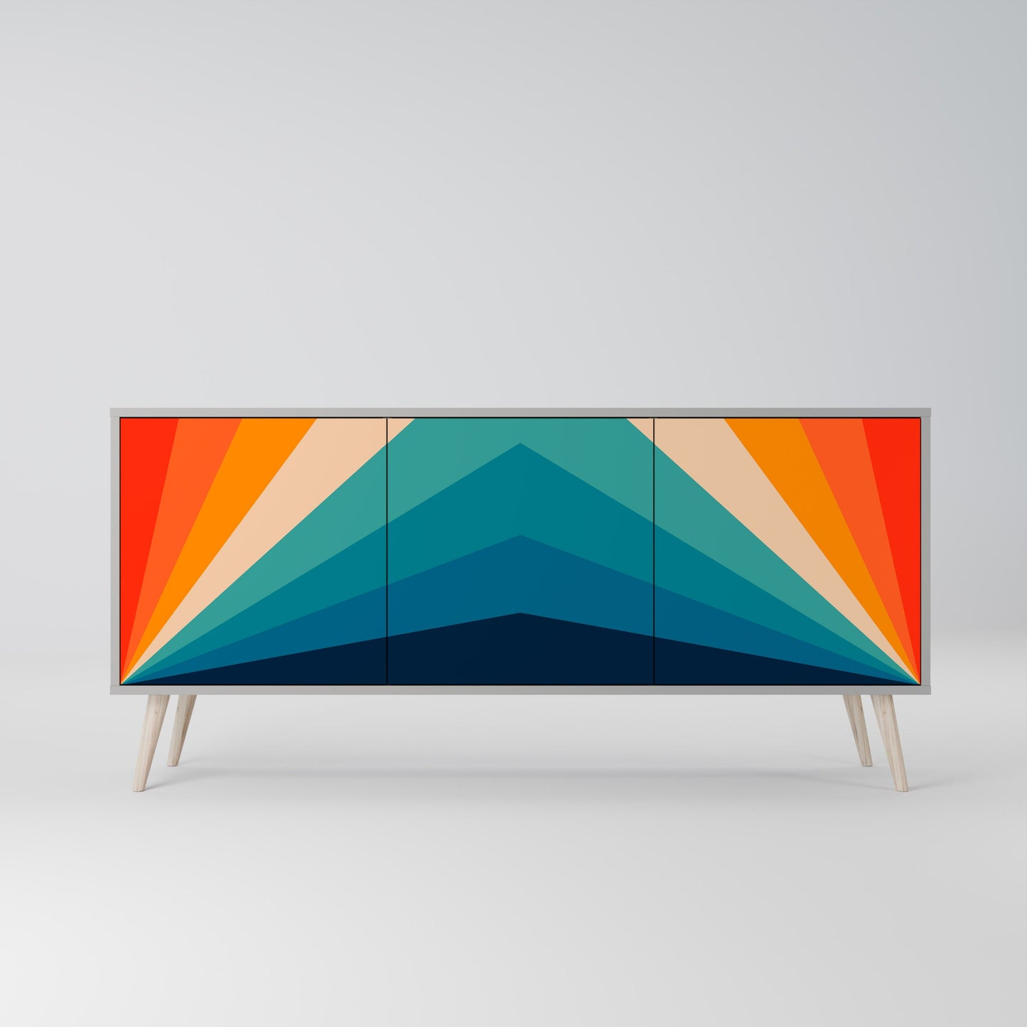 PRISM CONCUSSION 3-Door Sideboard in Grey Finish