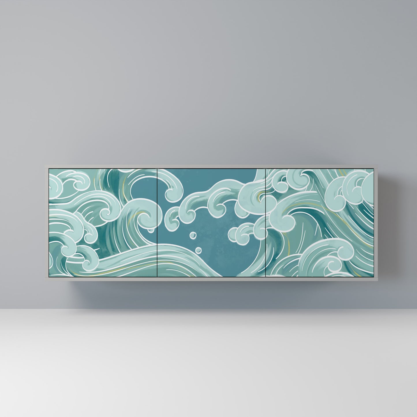 Credenza a 3 ante ASIAN SWAY in finitura grigia