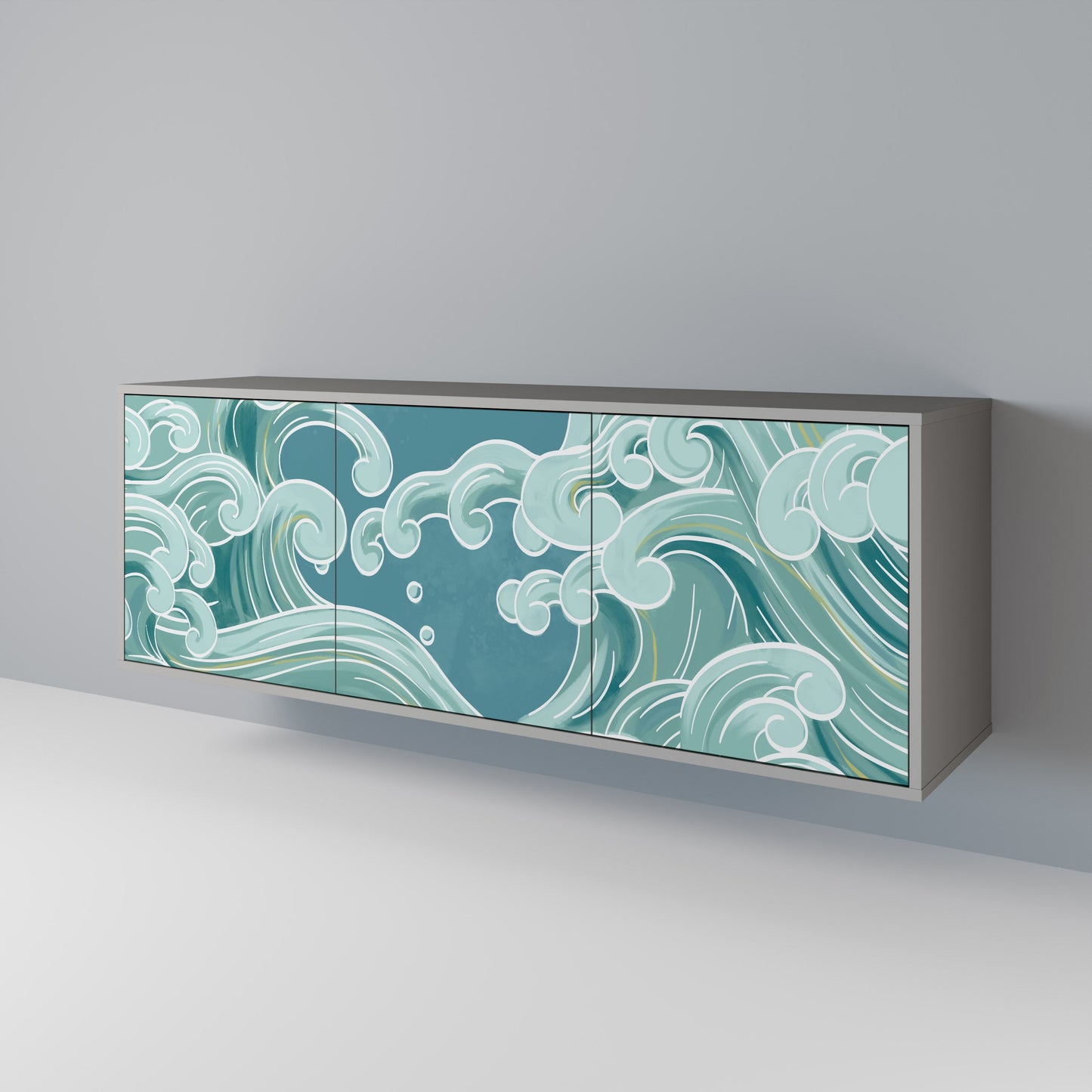 Credenza a 3 ante ASIAN SWAY in finitura grigia