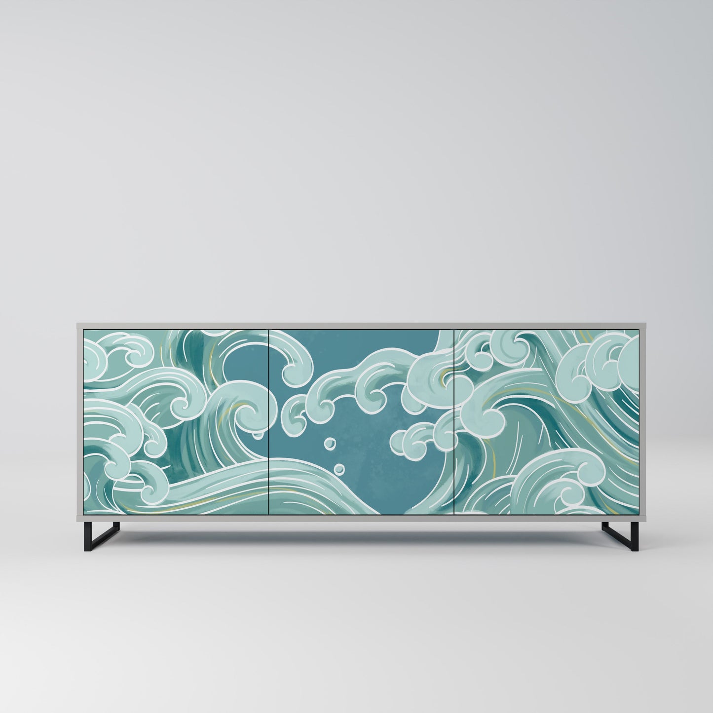 Credenza a 3 ante ASIAN SWAY in finitura grigia