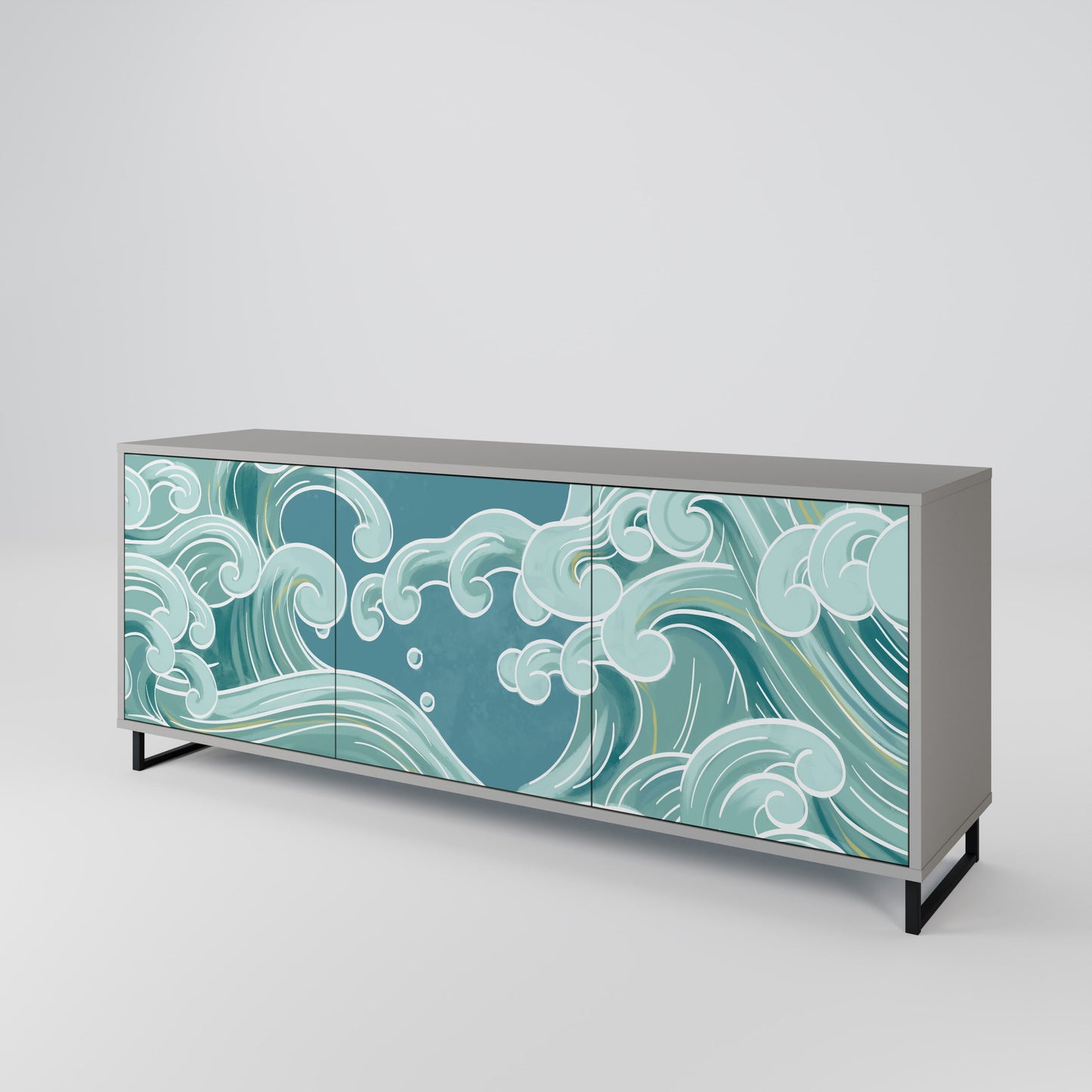 Credenza a 3 ante ASIAN SWAY in finitura grigia