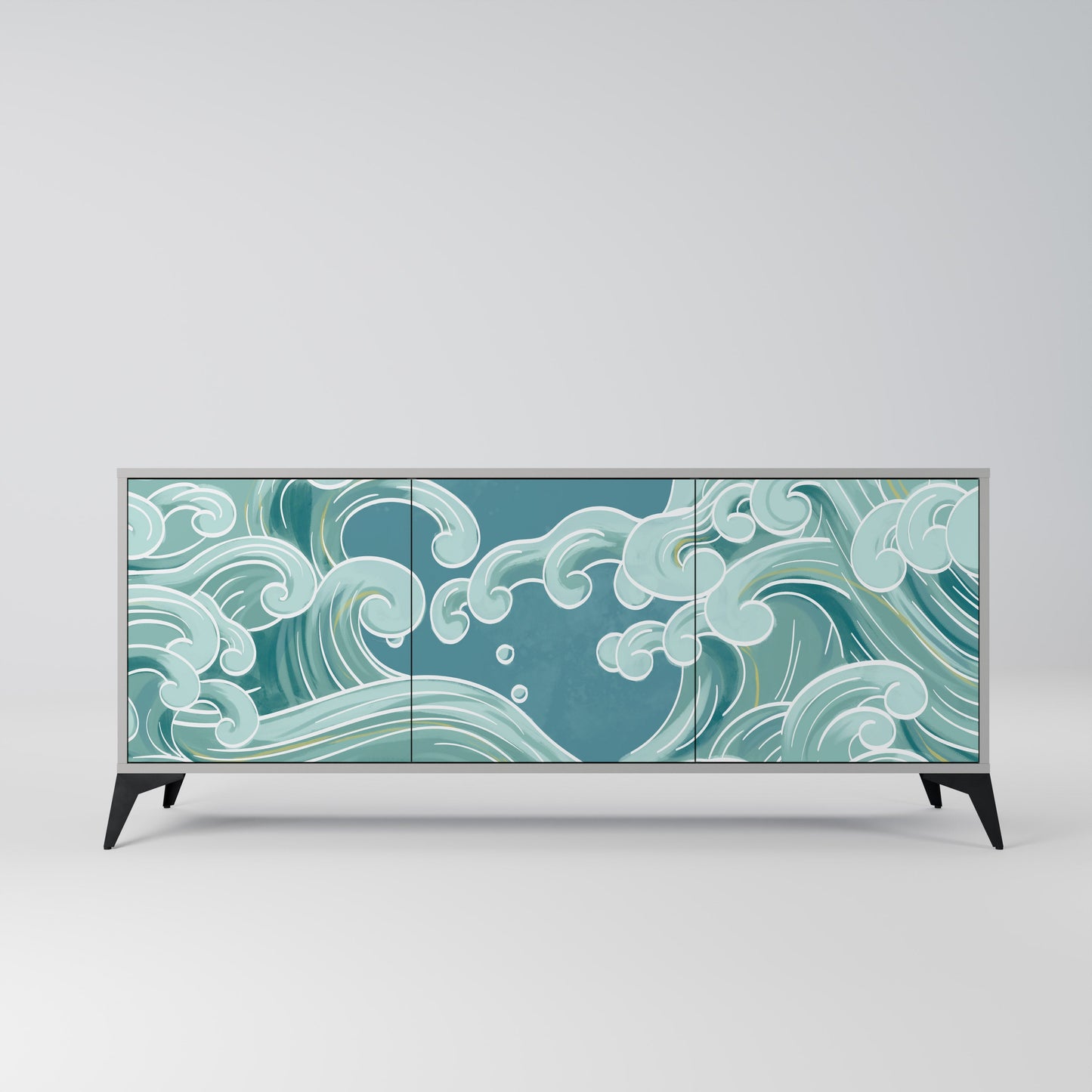 Credenza a 3 ante ASIAN SWAY in finitura grigia
