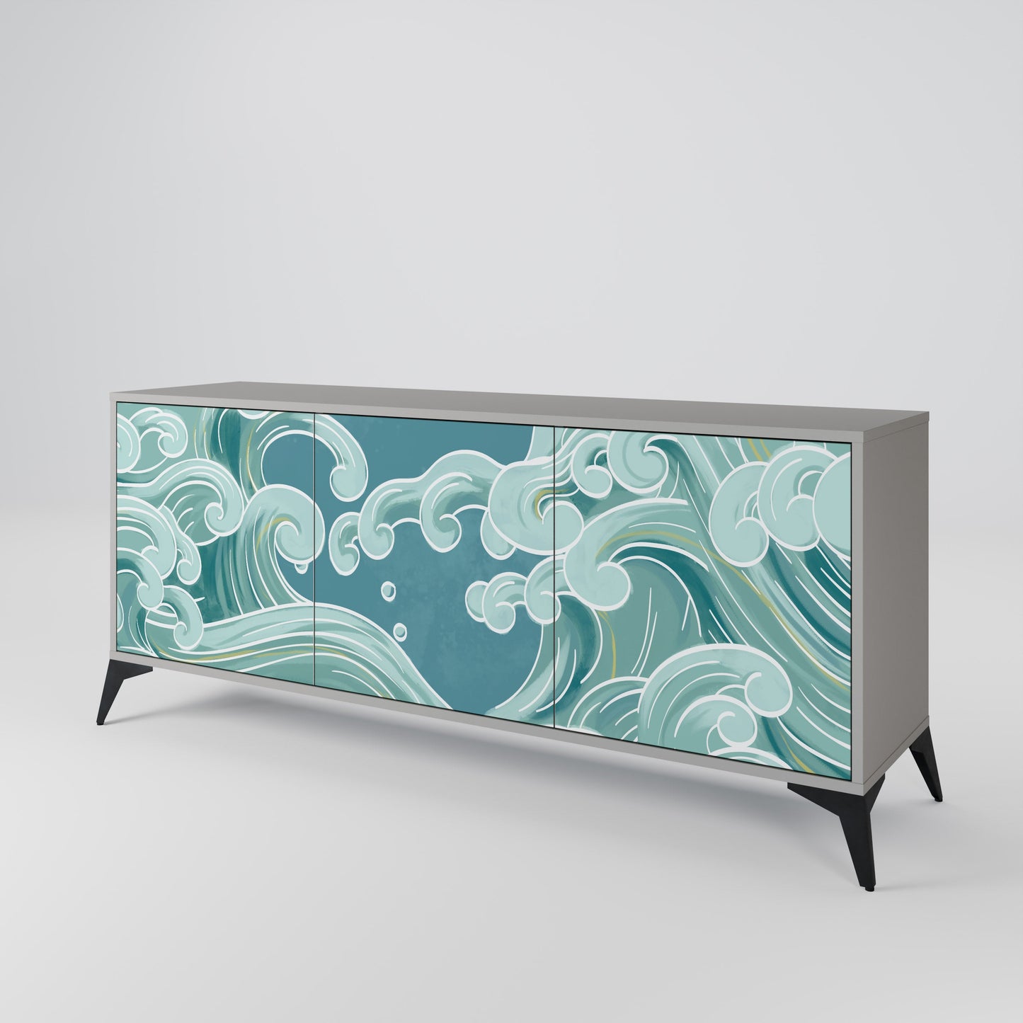 Credenza a 3 ante ASIAN SWAY in finitura grigia