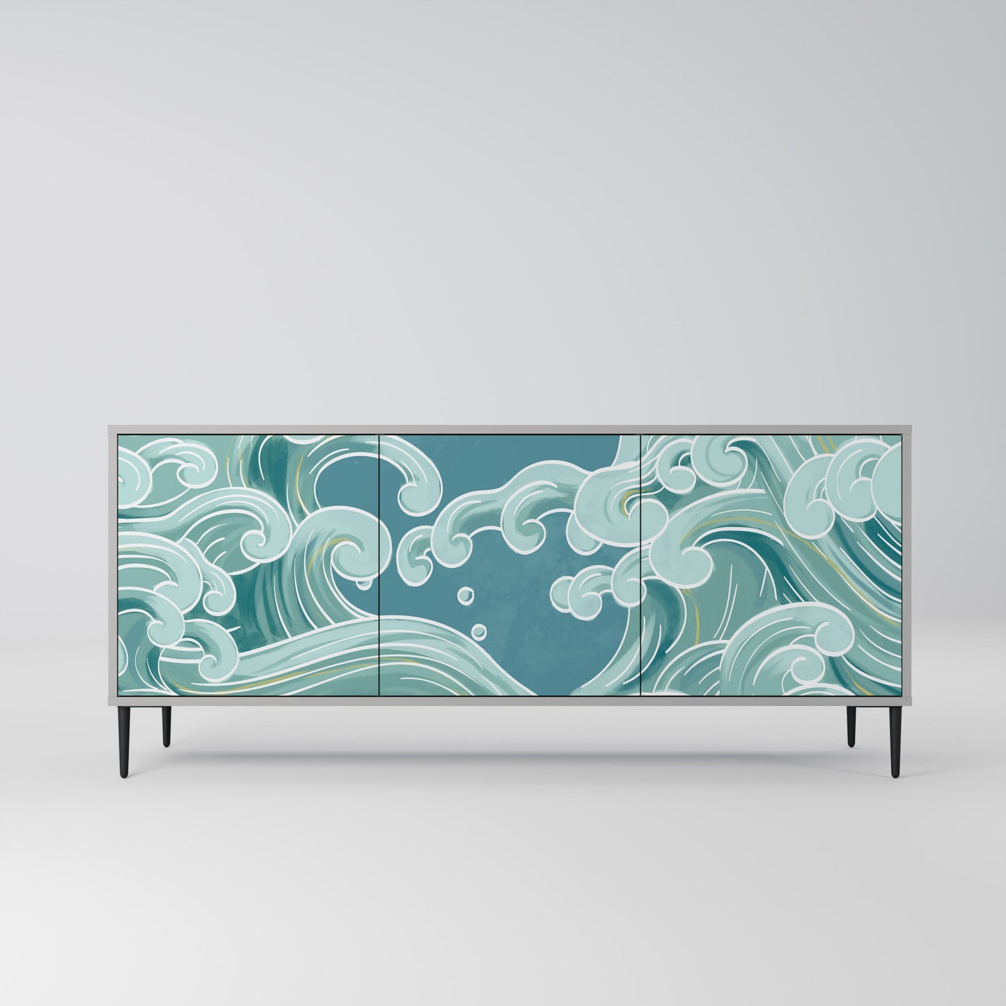 Credenza a 3 ante ASIAN SWAY in finitura grigia