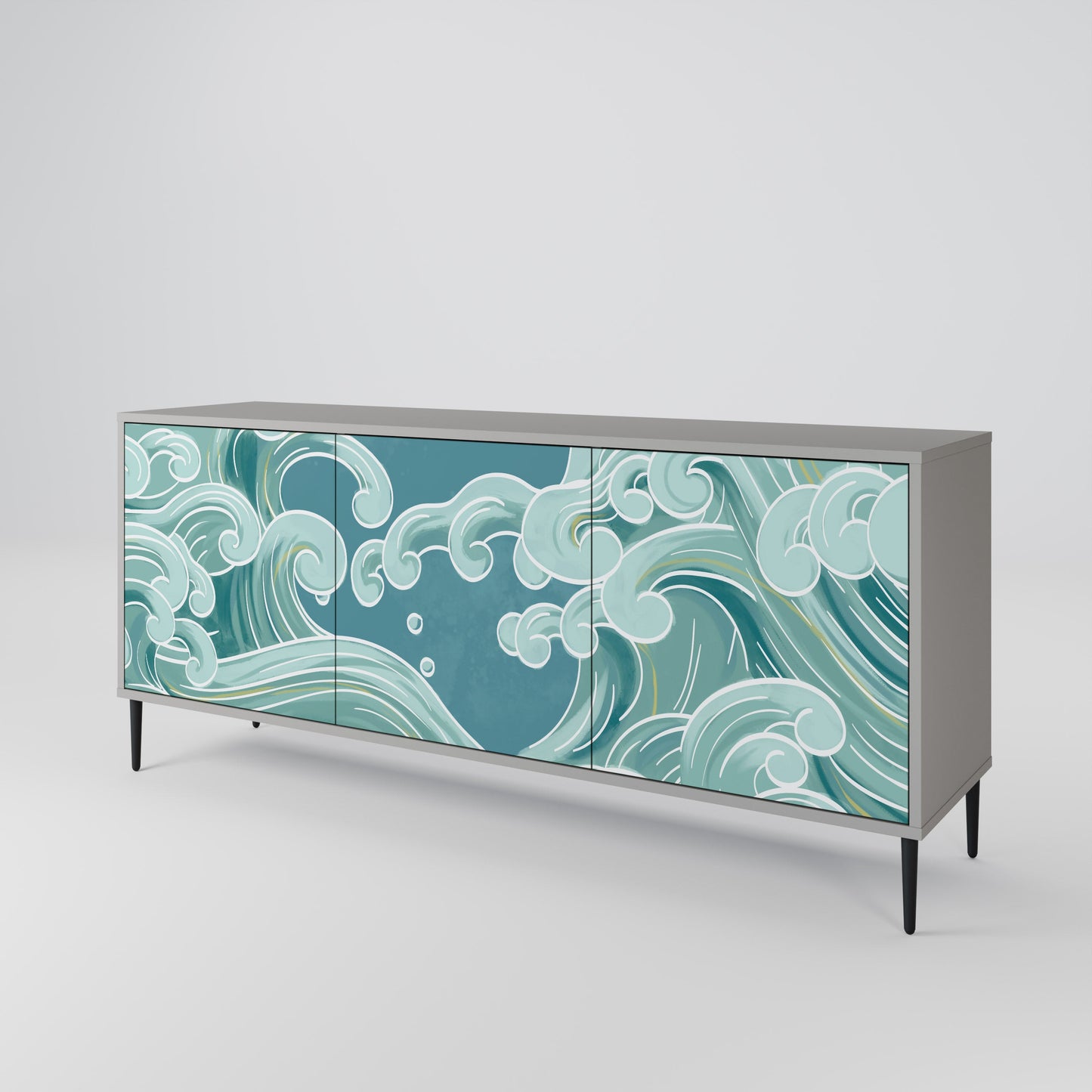 Credenza a 3 ante ASIAN SWAY in finitura grigia