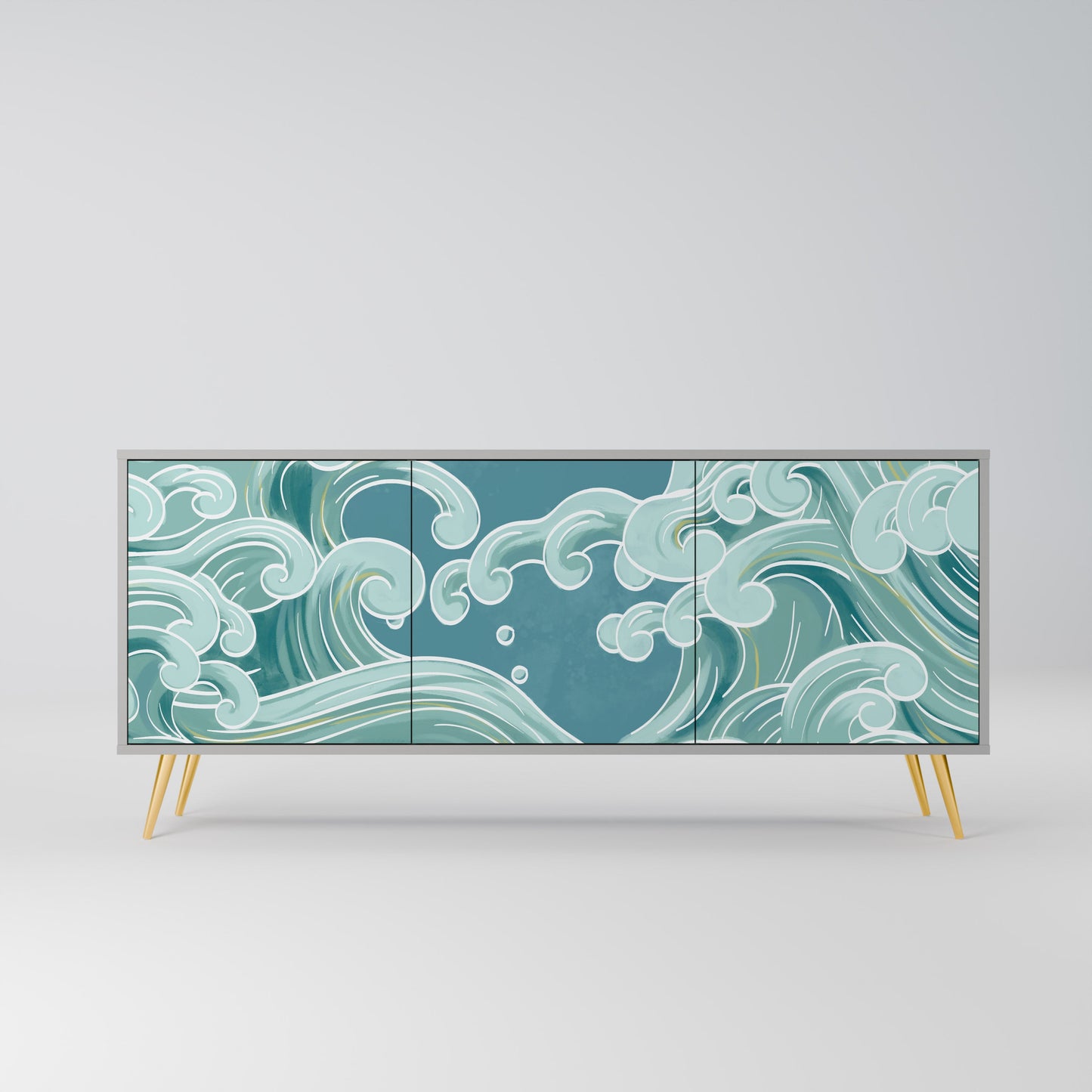 Credenza a 3 ante ASIAN SWAY in finitura grigia