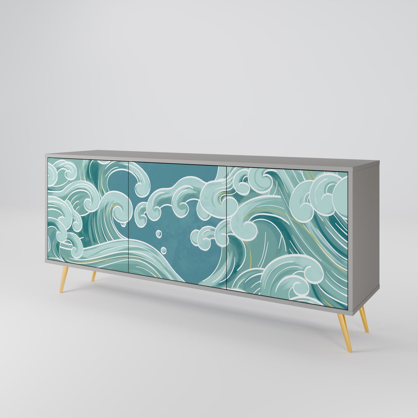 Credenza a 3 ante ASIAN SWAY in finitura grigia