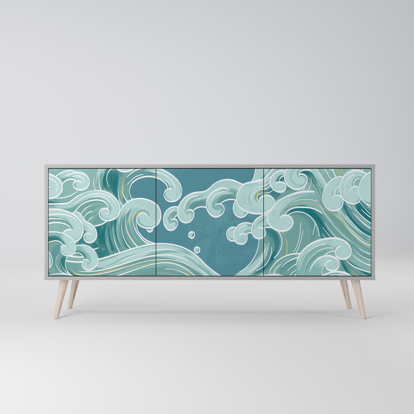 Credenza a 3 ante ASIAN SWAY in finitura grigia