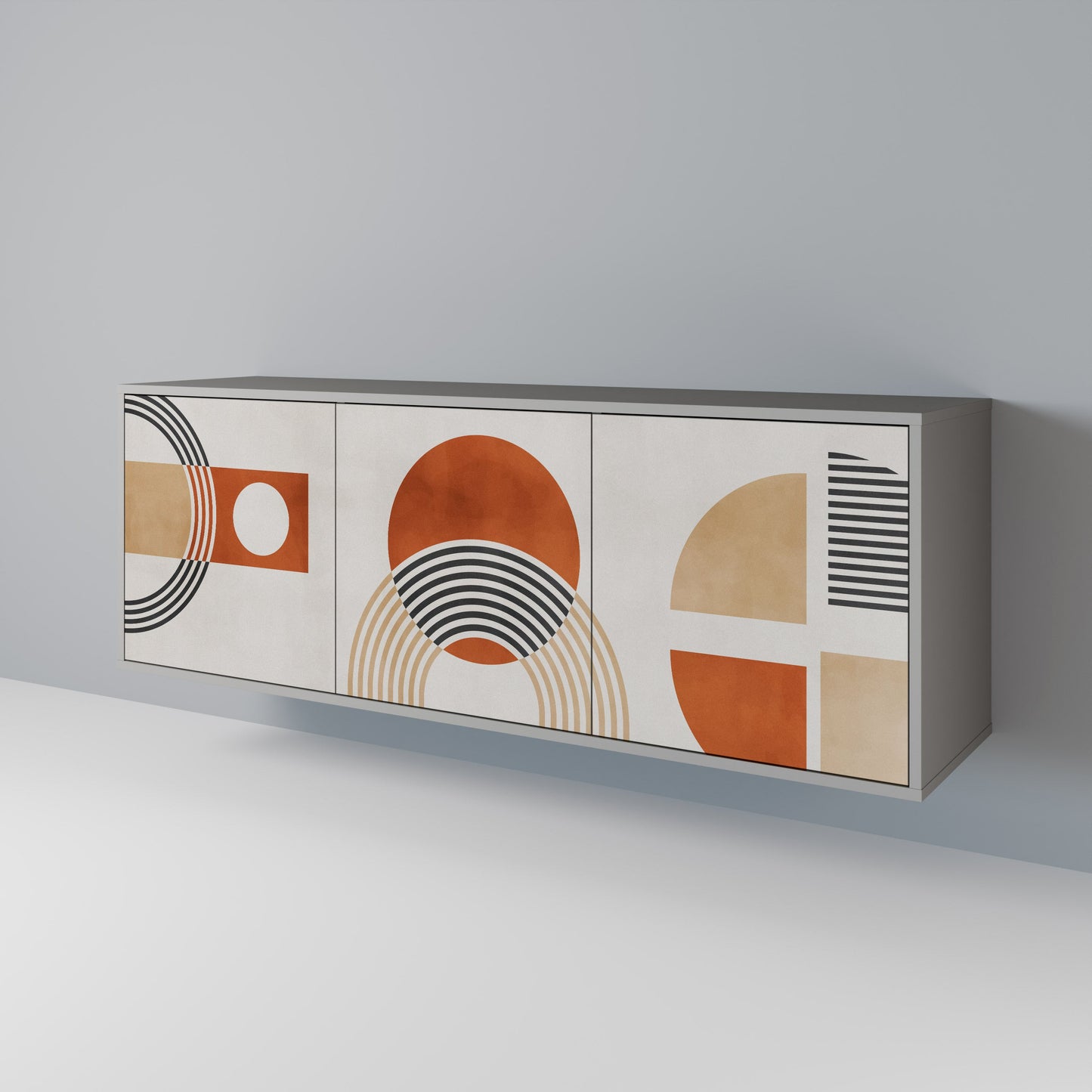 Credenza SPACE AROUND a 3 ante in finitura grigia