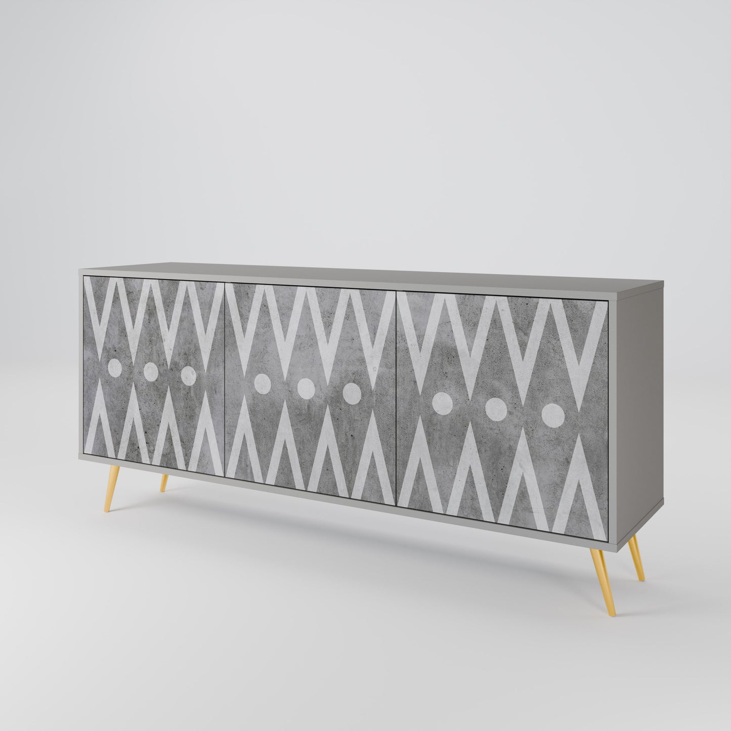 SHARP EDGES 3-Door Sideboard in Grey Finish