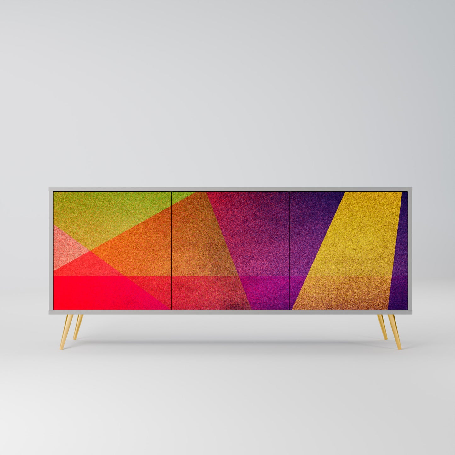 VIVID GEOMETRY 3-Door Sideboard in Grey Finish