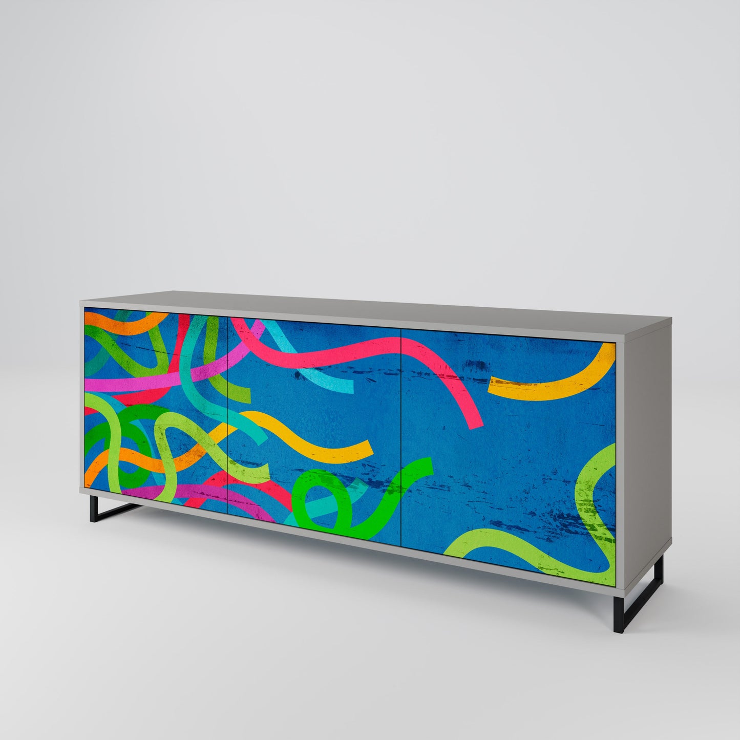 STREAMER TANGLE 3-Door Sideboard in Grey Finish