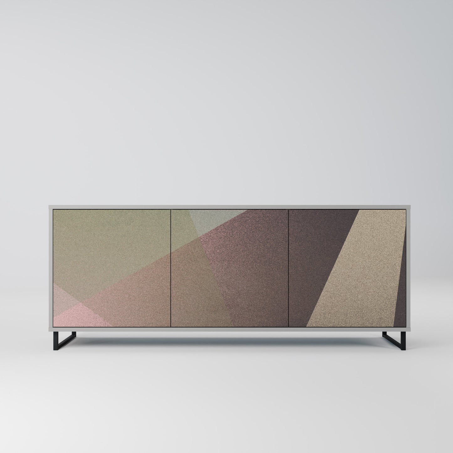 Credenza a 3 ante BEIGE GEOMETRY in finitura grigia