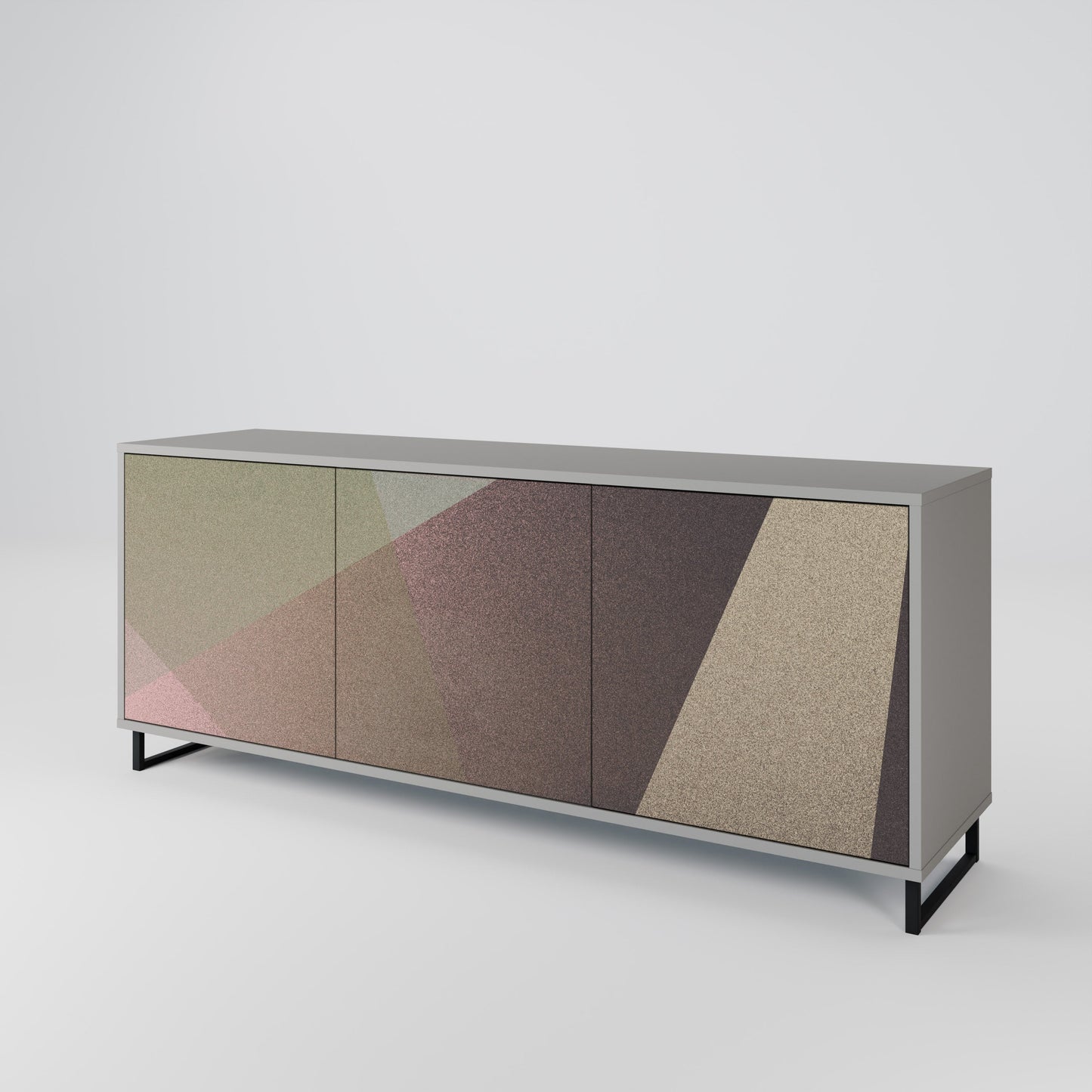 Credenza a 3 ante BEIGE GEOMETRY in finitura grigia