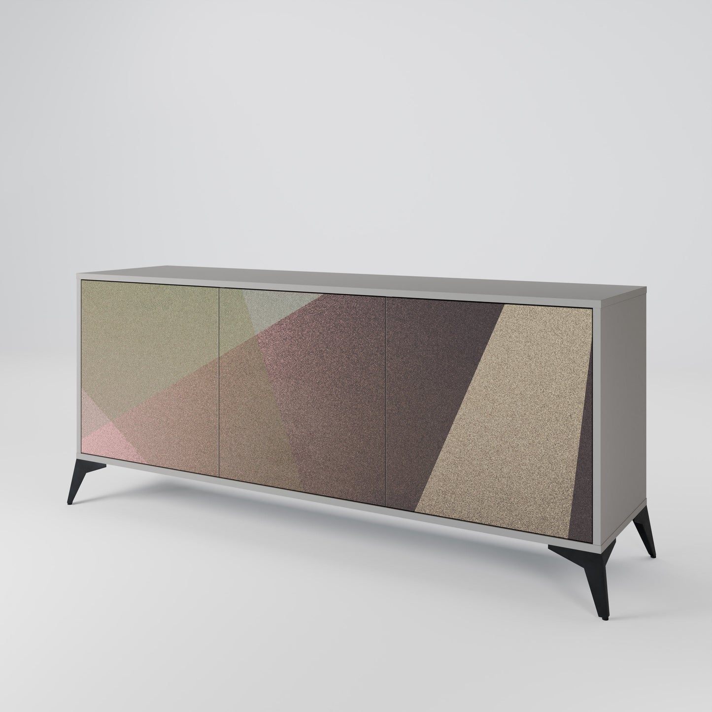 Credenza a 3 ante BEIGE GEOMETRY in finitura grigia