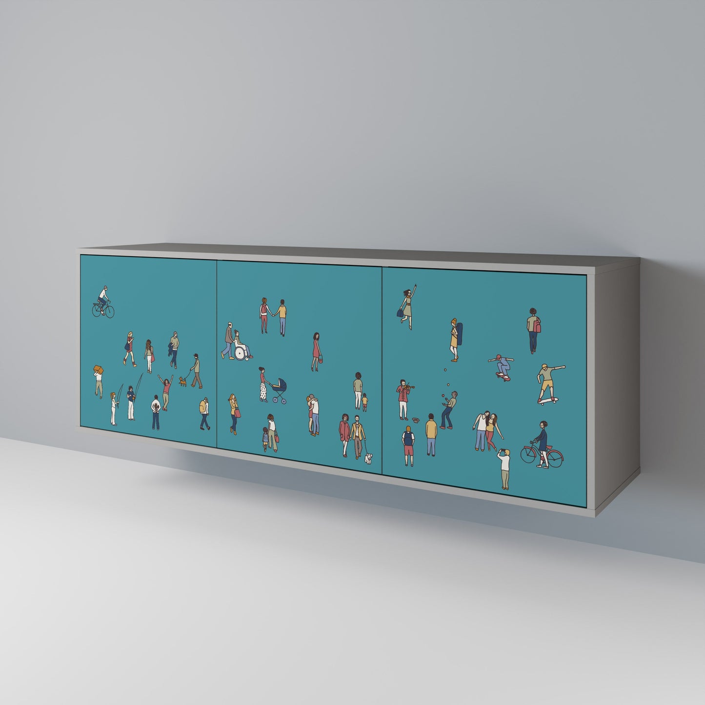 COLLECTIVE STREAM 3-Door Sideboard in Grey Finish