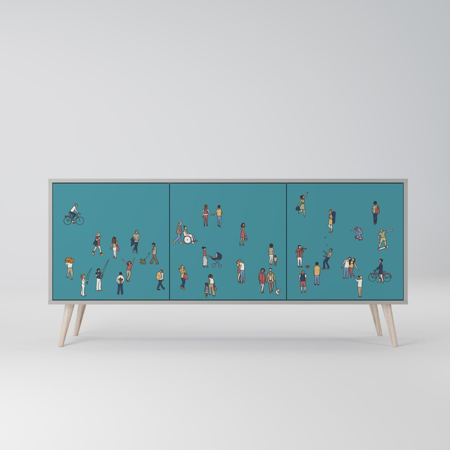 COLLECTIVE STREAM 3-Door Sideboard in Grey Finish