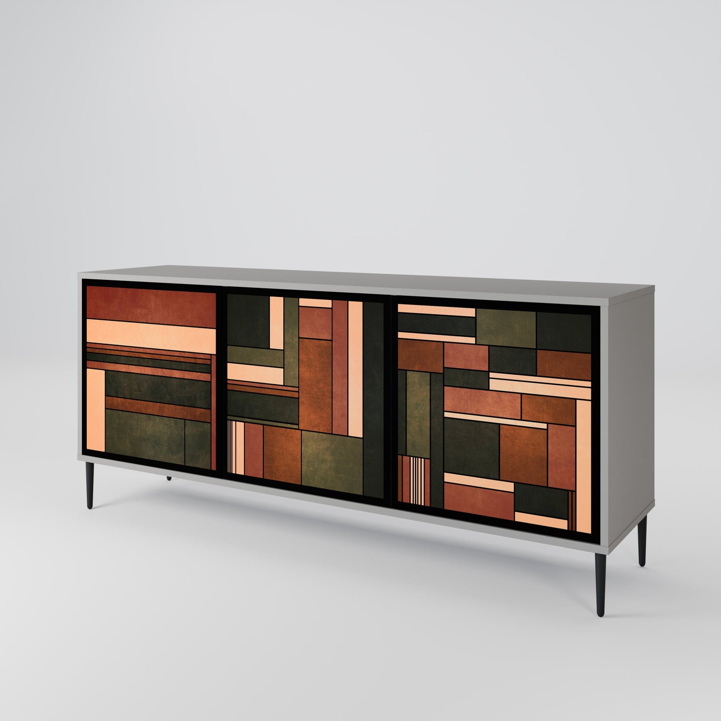 FIGURES OF NATURE 3-Door Sideboard in Grey Finish