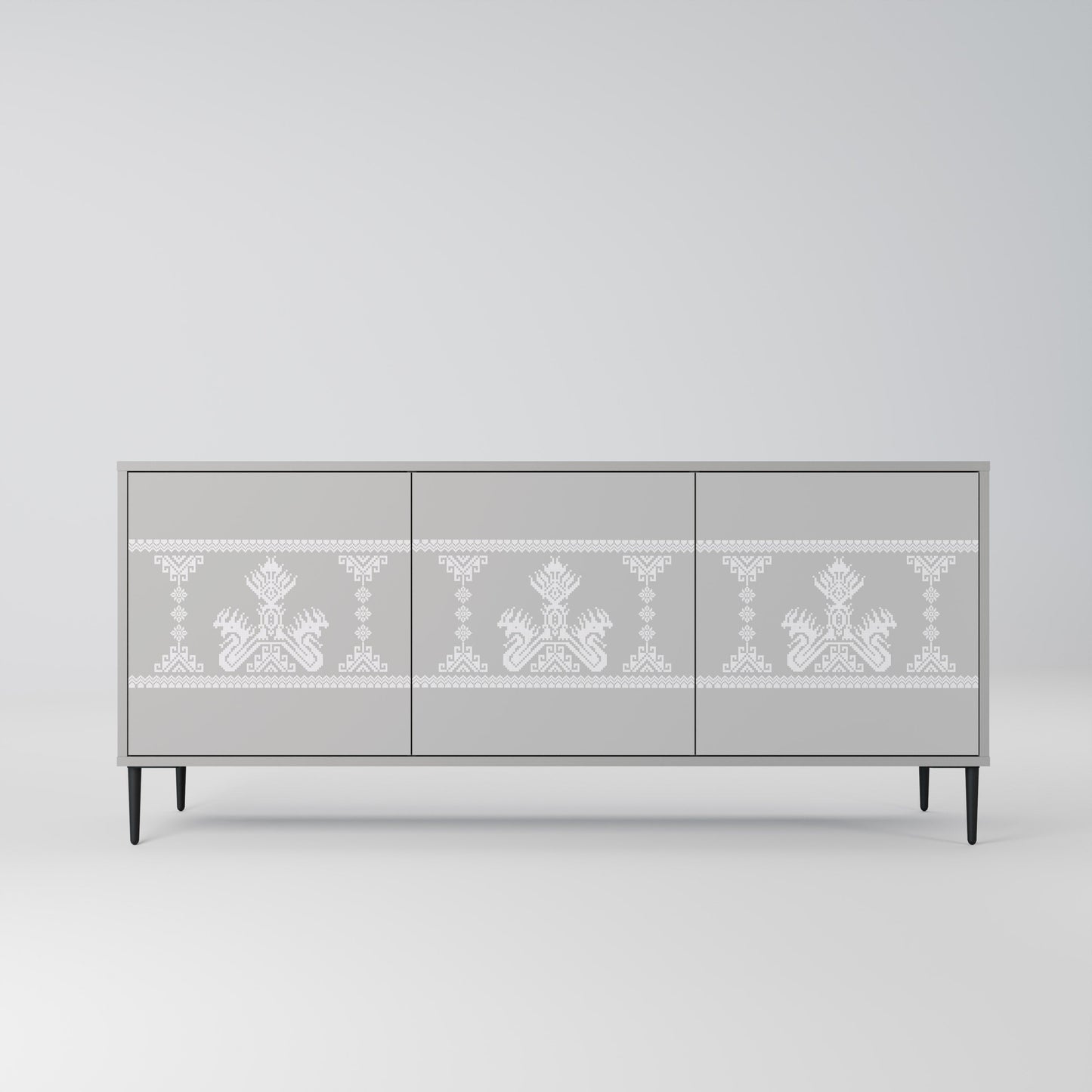 THAI GRAY 3-Door Sideboard in Grey Finish