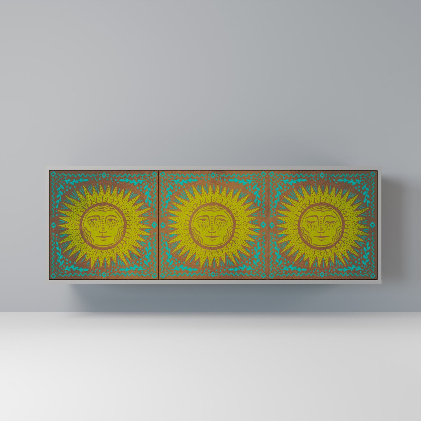 SUNSHINE EULOGY 3-Door Sideboard in Grey Finish