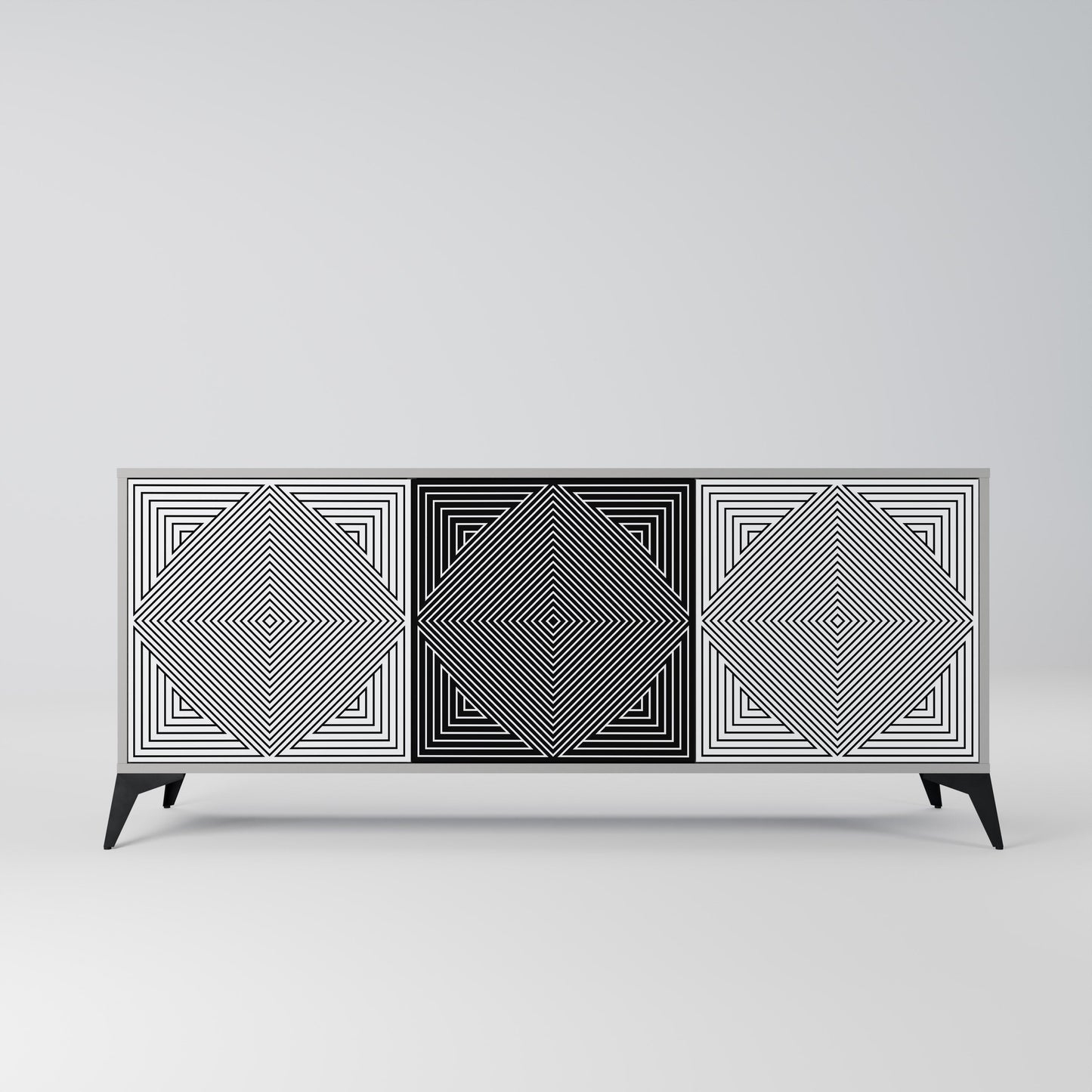 POLYGON ILLUSION 3-Door Sideboard in Grey Finish