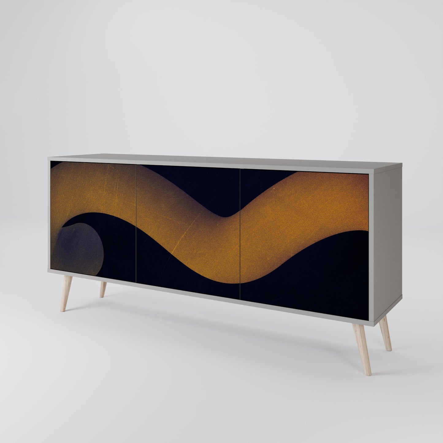 HOLLOW TIME 3-Door Sideboard in Grey Finish