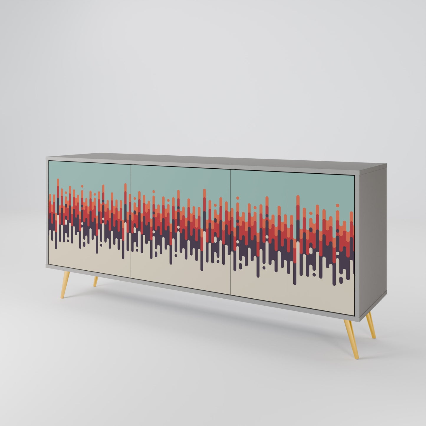 CHROMA CONTOURS 3-Door Sideboard in Grey Finish