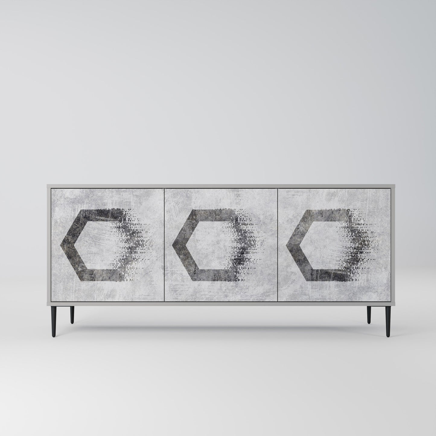 HEXAGONAL FIGURES 3-Door Sideboard in Grey Finish