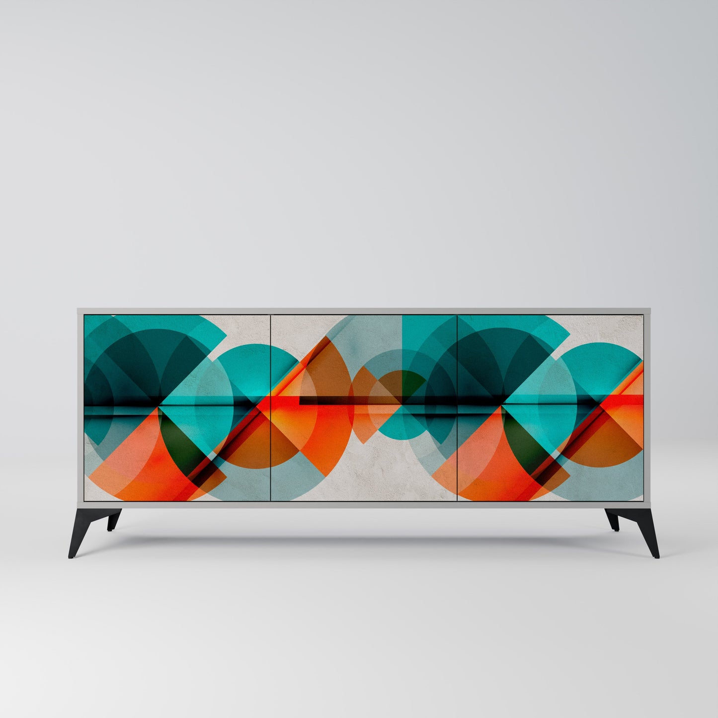 CIRCULAR RHAPSODY 3-Door Sideboard in Grey Finish