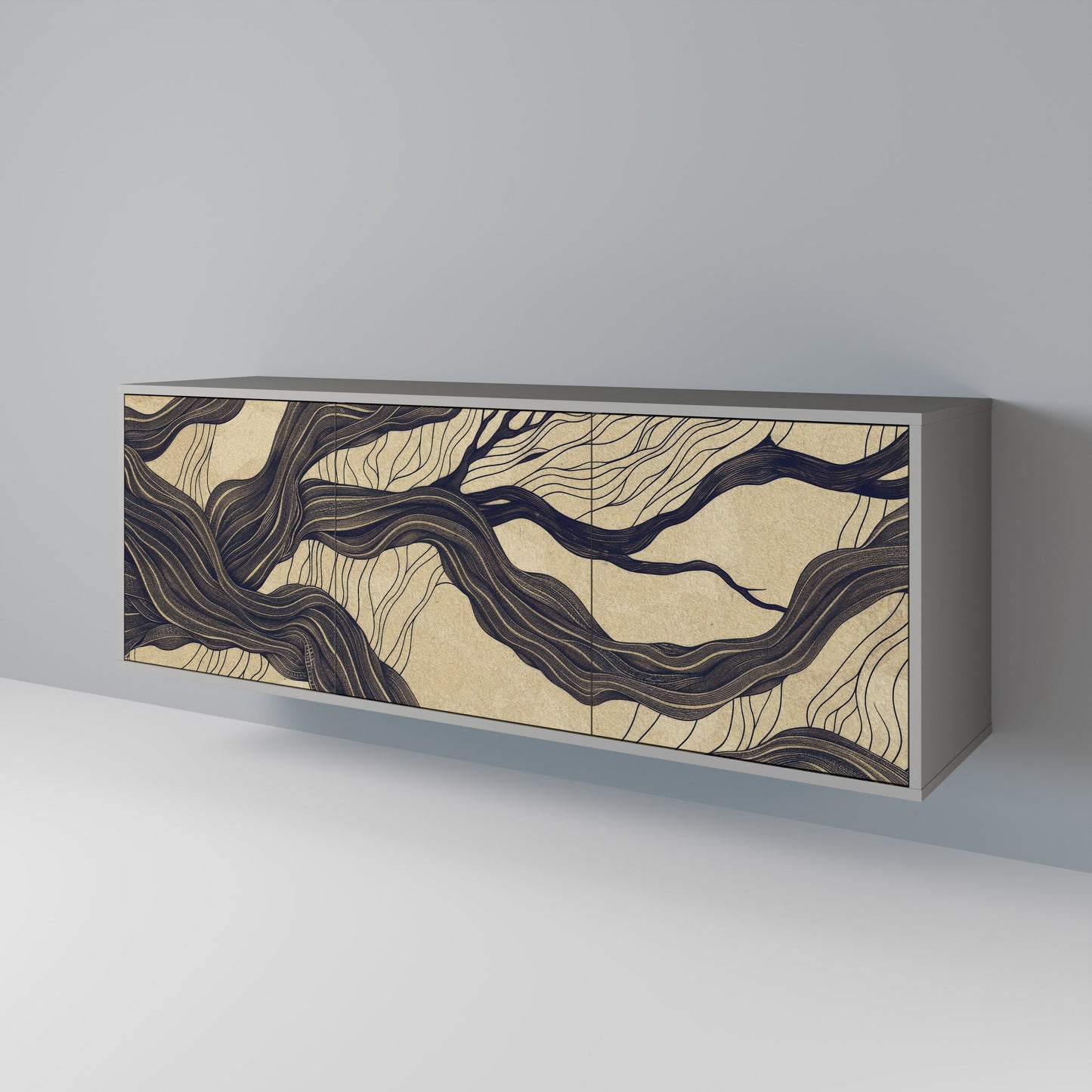 UNIFIED FRAGMENTS 3-Door Sideboard in Grey Finish
