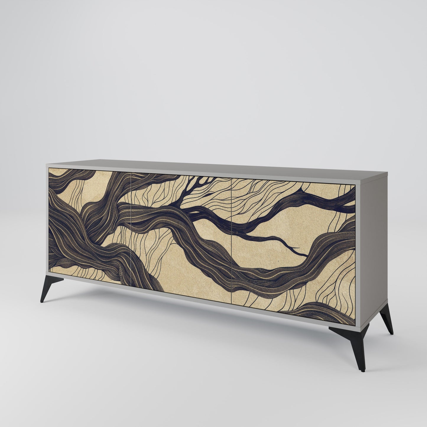 UNIFIED FRAGMENTS 3-Door Sideboard in Grey Finish