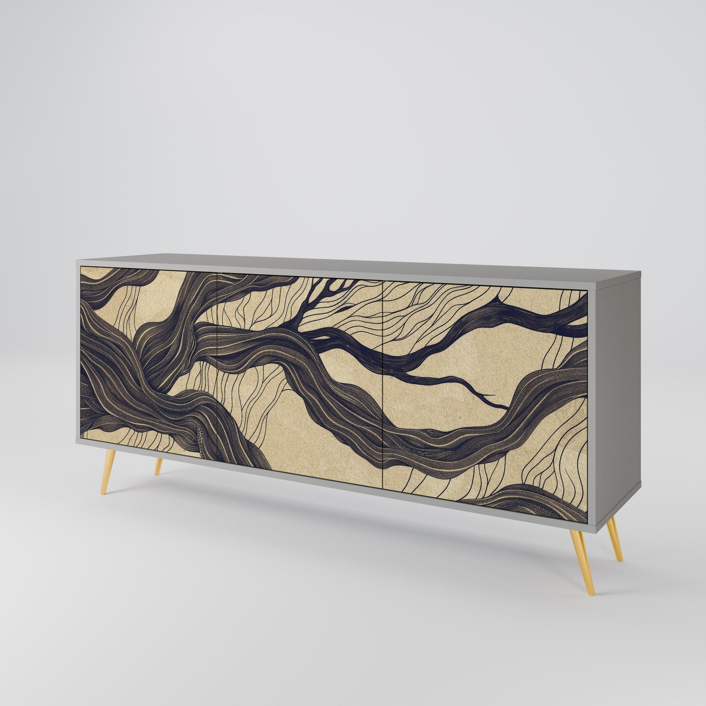 UNIFIED FRAGMENTS 3-Door Sideboard in Grey Finish