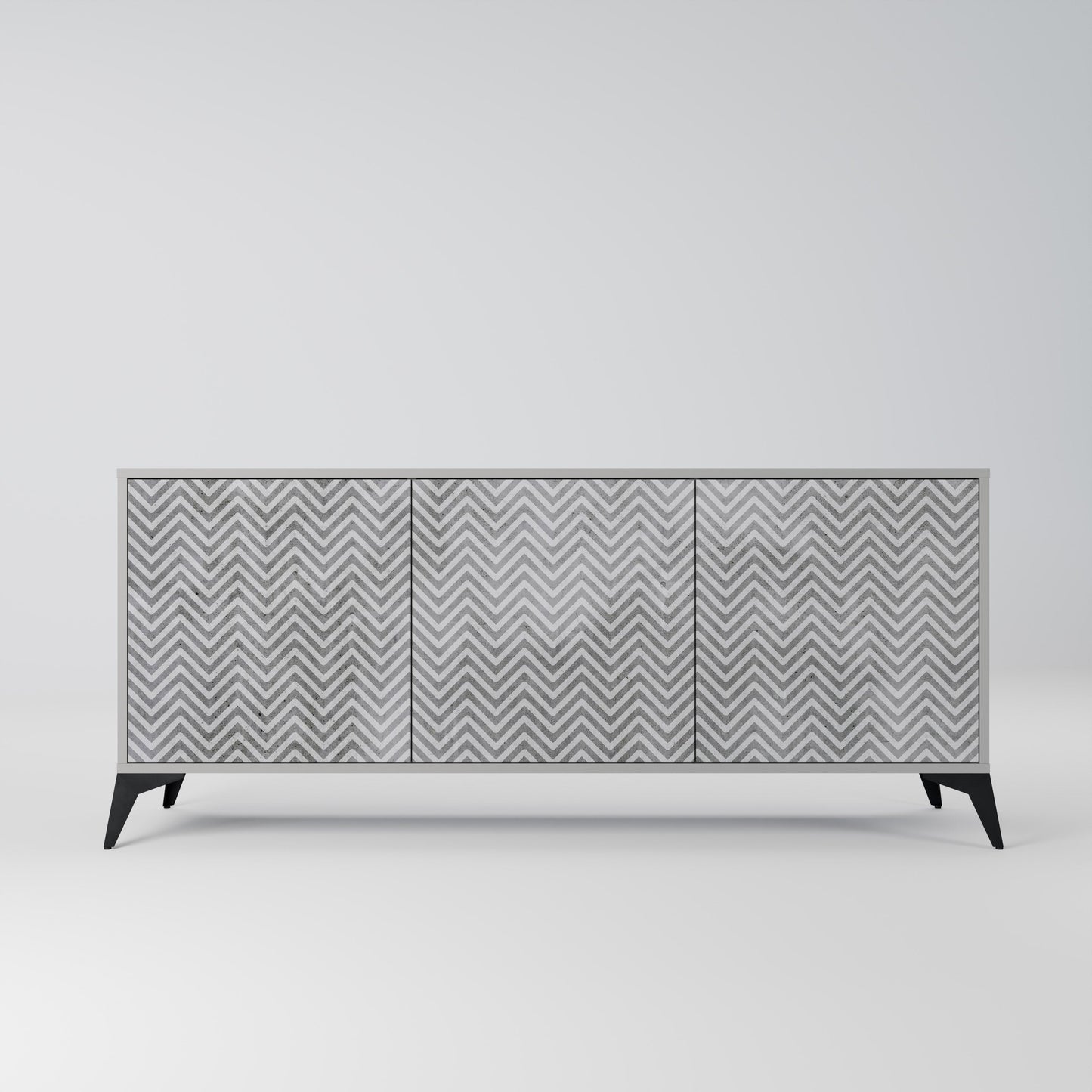 CONCRETE ZIG ZAG 3-Door Sideboard in Grey Finish