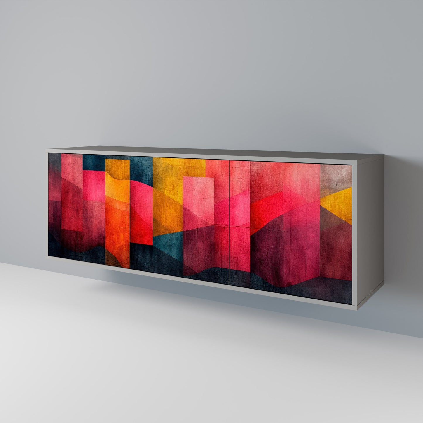 COLORFUL SOUNDS 3-Door Sideboard in Grey Finish