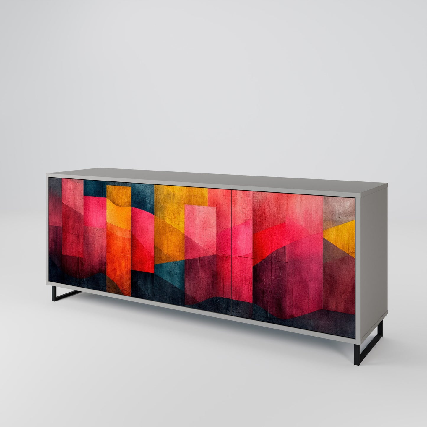 COLORFUL SOUNDS 3-Door Sideboard in Grey Finish