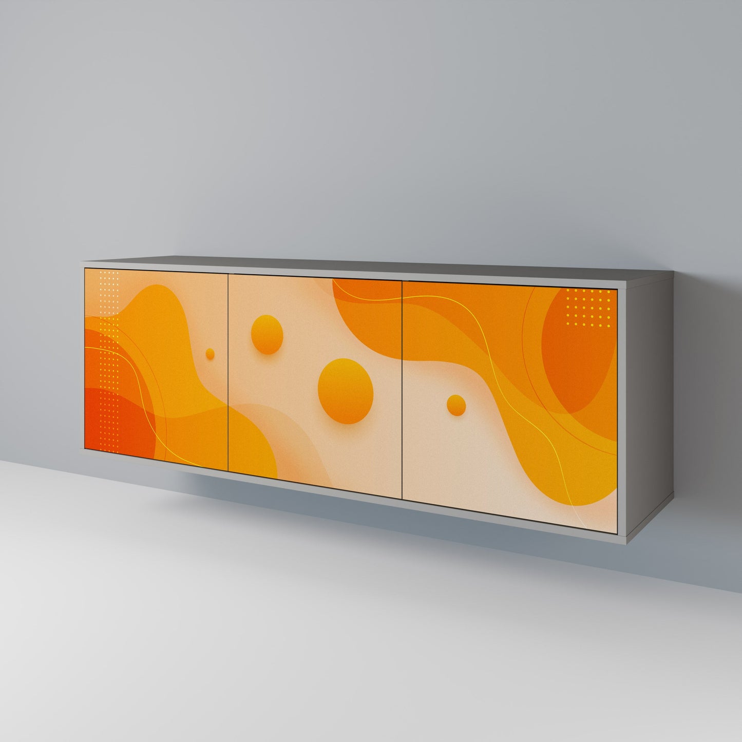 ORANGE ARRANGEMENT 3-Door Sideboard in Grey Finish
