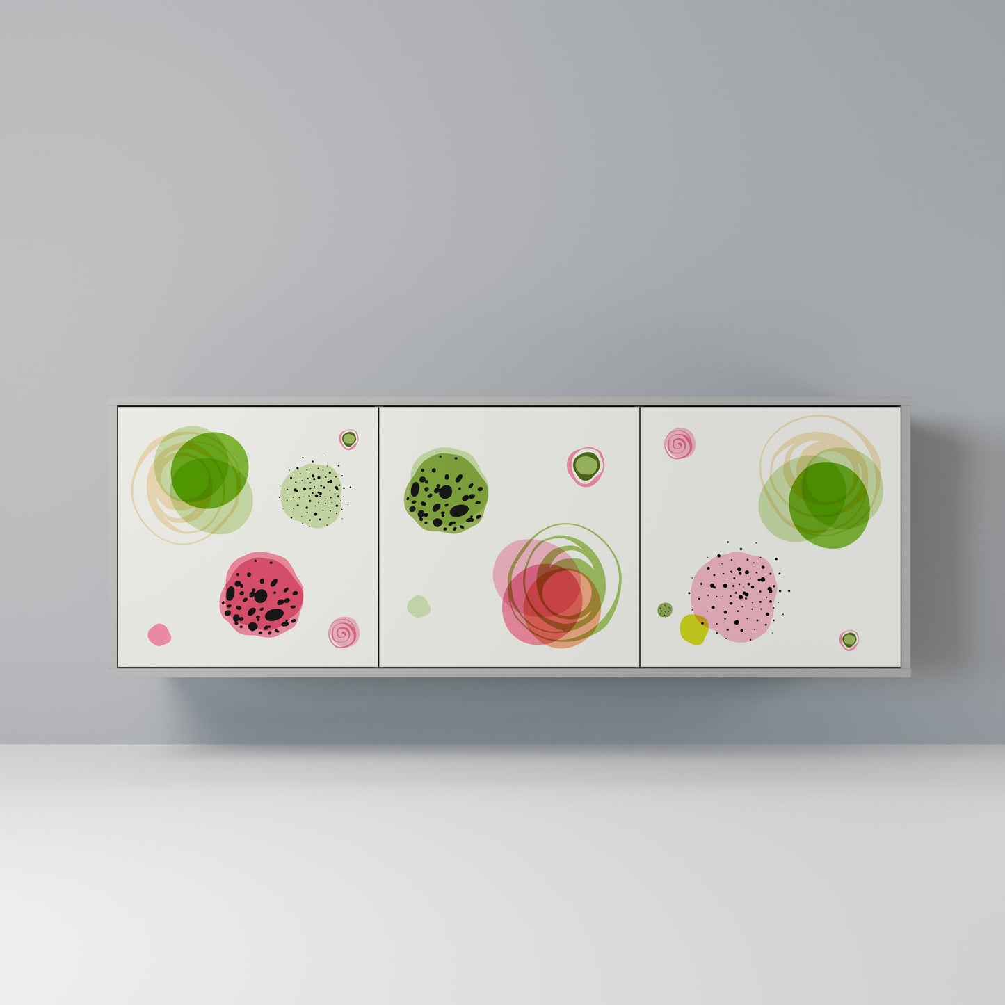 COLORFUL COSMOS 3-Door Sideboard in Grey Finish