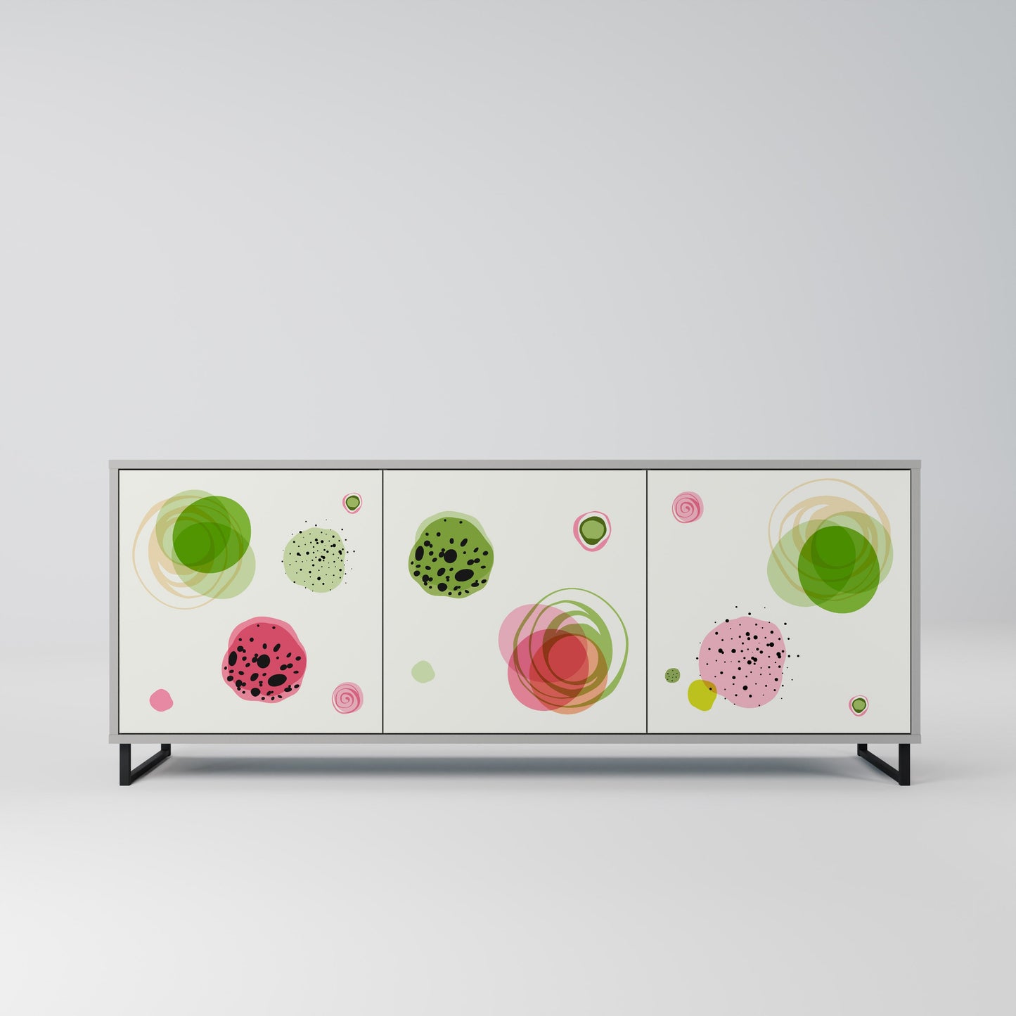 COLORFUL COSMOS 3-Door Sideboard in Grey Finish