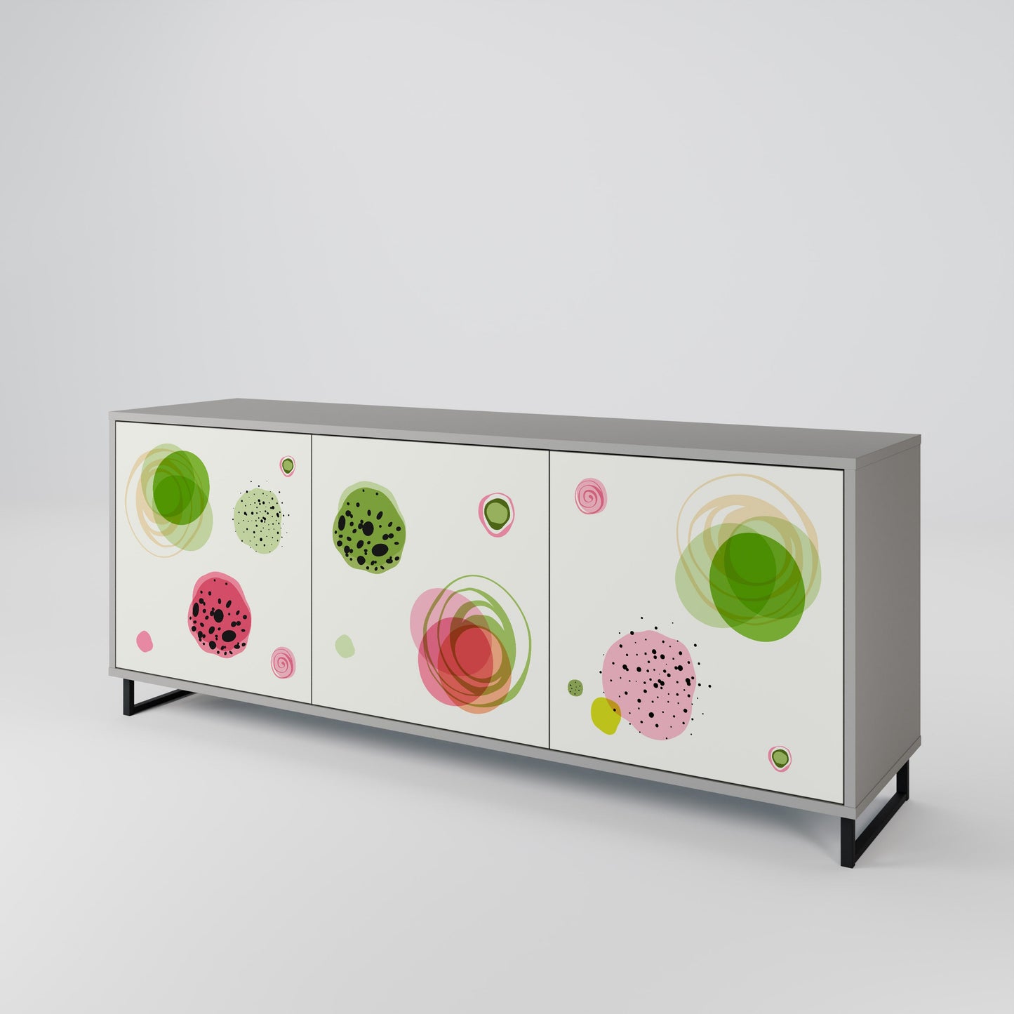 COLORFUL COSMOS 3-Door Sideboard in Grey Finish