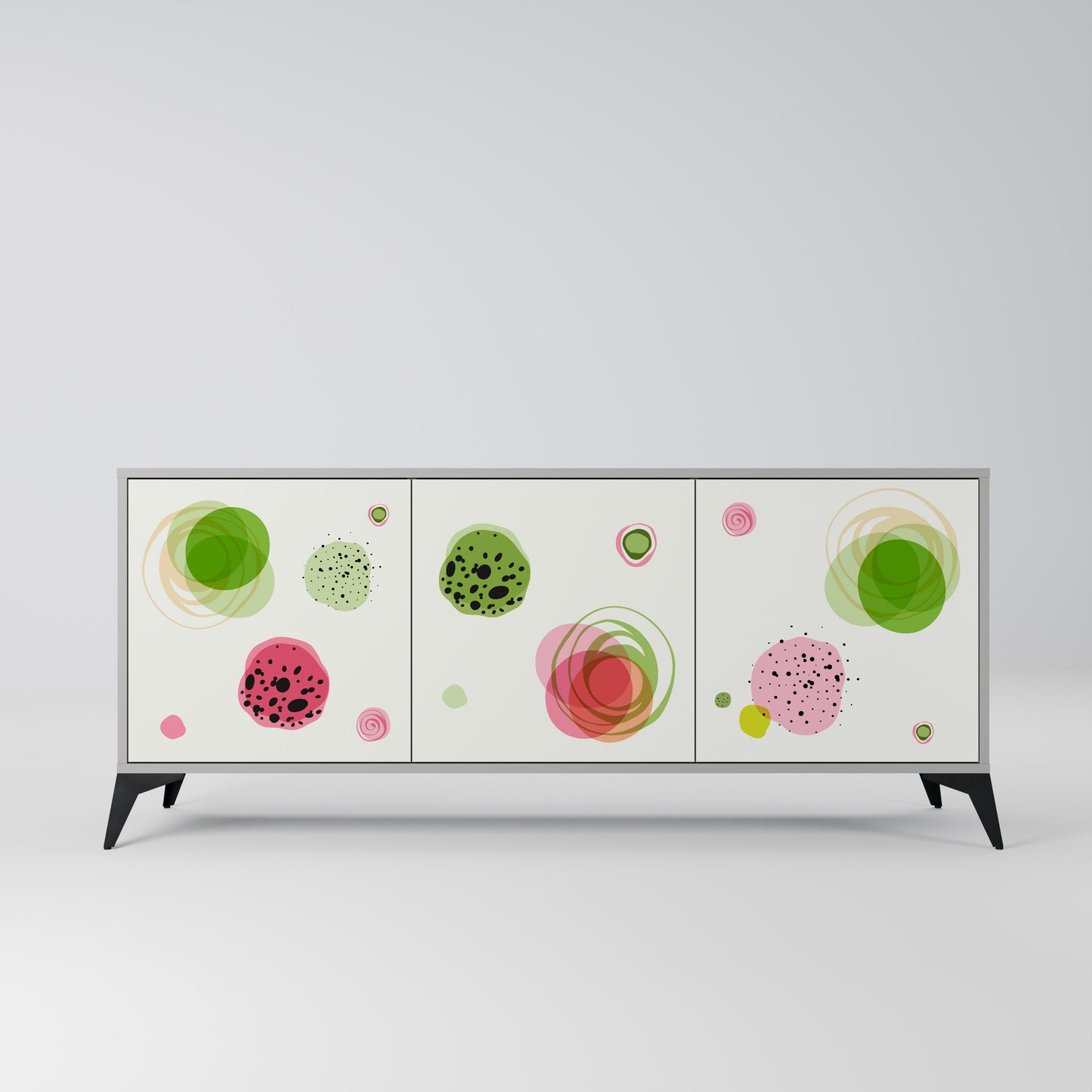COLORFUL COSMOS 3-Door Sideboard in Grey Finish